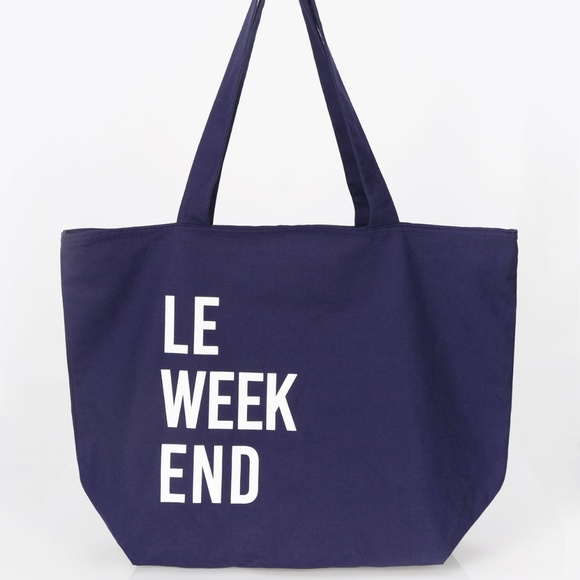 Jade & Deer Le Weekend Cotton Tote Bag Large Navy - Picture 1 of 6